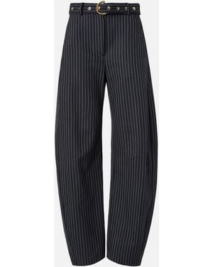 Pinko Pinstriped Wool-Blend Balloon-Leg Pants - Blue