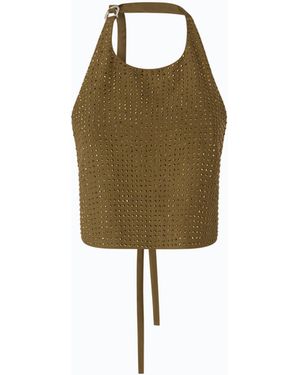 Pinko Fully Rhinestoned Open-Back Top - Green