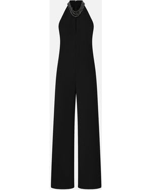 Pinko Long Playsuit With Halterneck And Jewel Decoration - Black