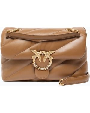 Pinko Bolso Bandolera Mediano Love Bag Puff De Napa Acolchada Con Hebilla Tipo Joya - Neutro