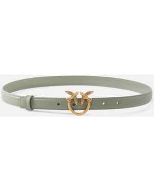 Pinko Love Birds Thin Leather Belt 2Cm - White
