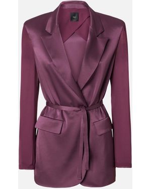 Pinko Shiny Blazer With Transparent Sleeves - Purple