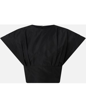 Pinko Crop Top With Wide Sleeves - Black