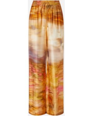 Pinko Pantaloni Ampi Leggeri Stampati - Bianco