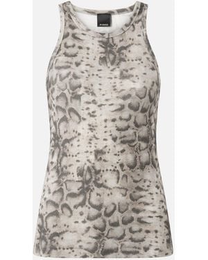 Pinko Ribbed Vest Top With Snake Print - White