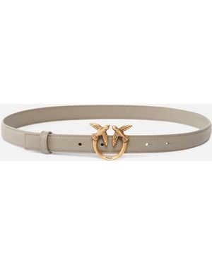 Pinko Love Birds Thin Leather Belt 2Cm - White