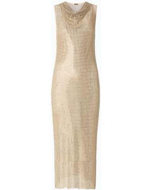 Pinko Mesh-Effect Midi Dress With Rhinestones - White