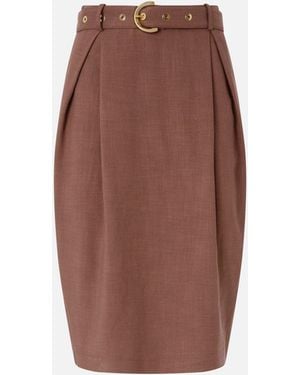 Pinko Slim-Fitting Calf-Length Skirt With Belt - Brown