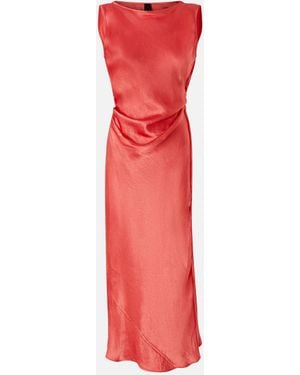 Pinko Satin Dress With Side Tie in White | Lyst
