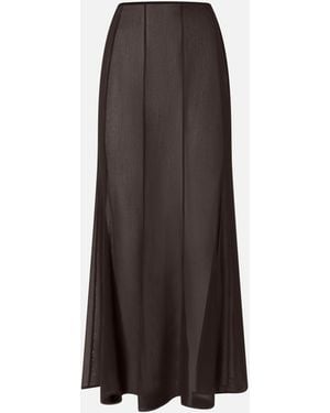 Pinko Long Skirt With Sheer Details - Brown