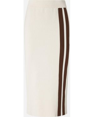 Pinko Slim-Fitting Midi Skirt With Contrasting Bands - White