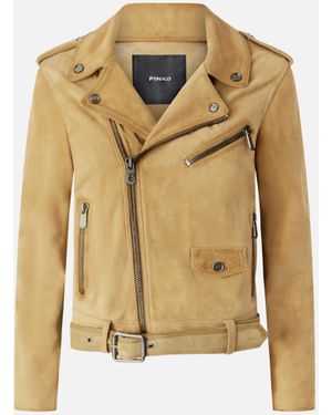 Pinko Giubbino Biker Scamosciato Effetto Old - Metallizzato