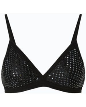 Pinko Mesh-Effect Bra With Rhinestones - Black