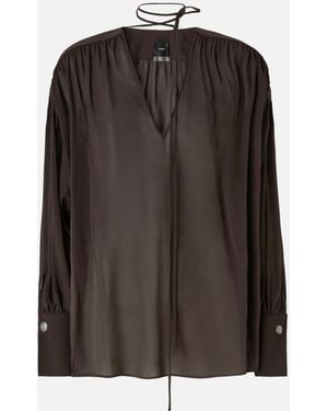 Pinko V-Neck Blouse With Gathering - Brown