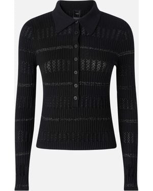 Pinko Long-Sleeved Polo With Metallic Stripe - Black