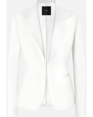 Pinko Blazer Elegante En Tejido Diagonal - Blanco