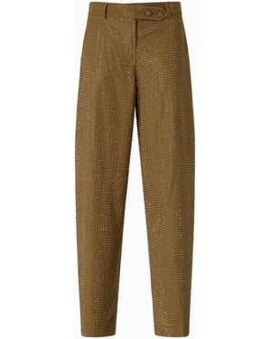 Pinko Barrel-Fit Pants With Rhinestones - Natural