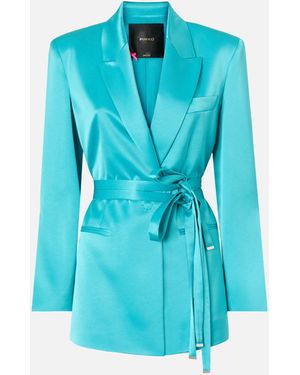 Pinko Satin Jacket With Belt - Blue