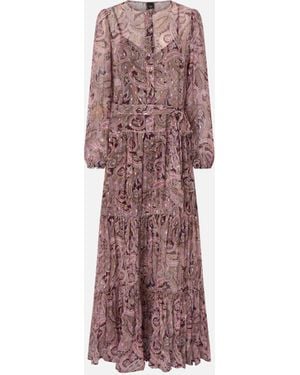 Pinko Long Lurex Crêponne Dress With Paisley Print - Multicolour