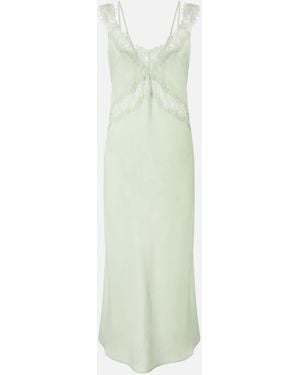 Pinko Midi Slip Dress With Lace Bands - White