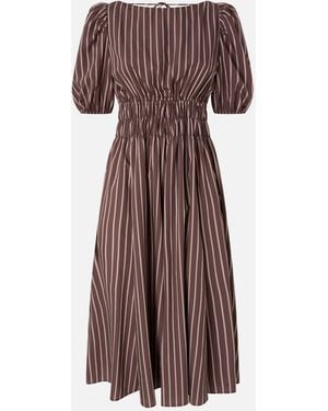 Pinko Striped Midi Dress With Open Back - Brown