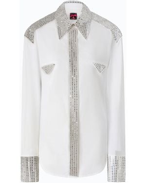 Pinko Poplin Shirt With Strass Embellishments - White