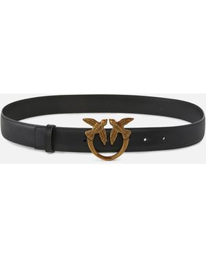 Pinko Ceinture Love Birds En Cuir 3Cm - Blanc