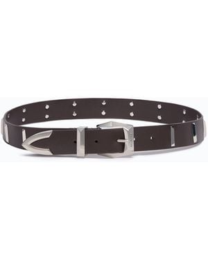 Pinko Ledergürtel Mit Rechteckigen Nieten, 3 Cm Breit - Weiß