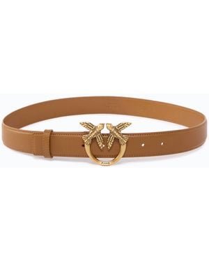 Pinko 3 Cm Breiter Ledergürtel Mit Love Birds-Schnalle - Weiß