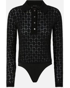 Pinko Jersey Bodi De Encaje - Negro