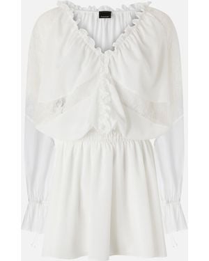 Pinko Mini Dress With Long Sleeves And Lace Details - White