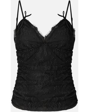 Pinko Floral Lace Top With Shoulder Straps - Black