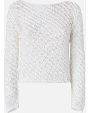 Pinko Crochet Effect Sweater With Sequins - White