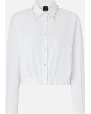 Pinko Cropped Shirt With Jewel Collar - White