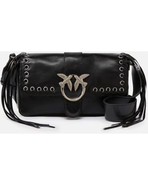 Pinko Borsa A Spalla Soft Love Bag Slouchy Con Frange - Nero