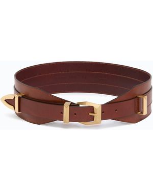 Pinko Ceinture Superposée En Cuir 7 Cm - Marron