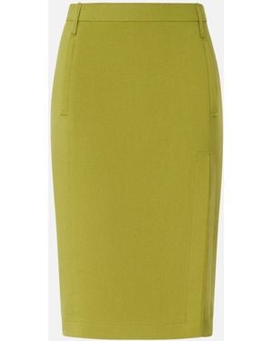 Pinko Slim-Fitting Calf-Length Skirt With Slit - Green