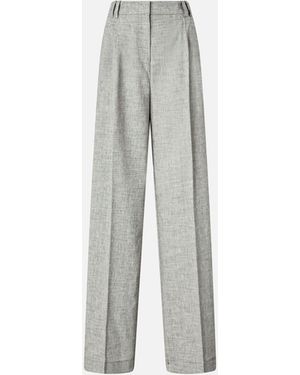 Pinko Slub Trousers With Pressed Pleat Detail - White