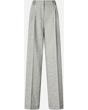 Pinko Slub Trousers With Pressed Pleat Detail - White