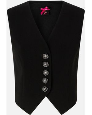 Pinko Vest With Rose Jewel Buttons - Black