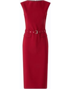 Pinko Fitted Crepe Midi Dress With Matching Belt - Red