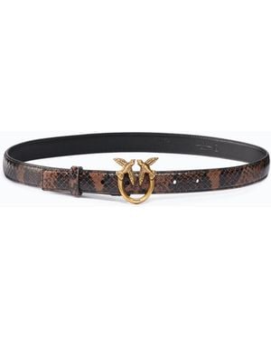 Pinko Cinturón De 2 Cm Con Estampado De Pitón Y Hebilla Love Birds - Blanco