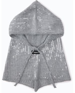 Pinko Balaclava With Drawstring And Sequins - Grey