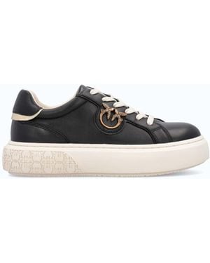 Pinko High-Soled Flatform Trainers With Metal Logo - White