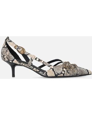 Pinko Pumps With Python Print And Jewel Studs - White