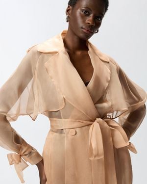 Pinko Silk Organza Trench Coat - Natural