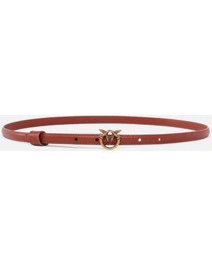 Pinko Thin Belt With Love Birds Buckle, 1Cm - White
