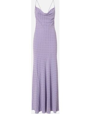 Pinko Long Slip Dress With Rhinestones - Purple