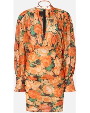 Pinko Botanic Garden Floral-Print Mini Dress - Orange