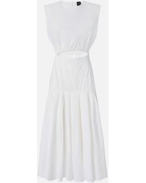 Pinko Sleeveless Midi Dress With Pleats And Cut-Out - White